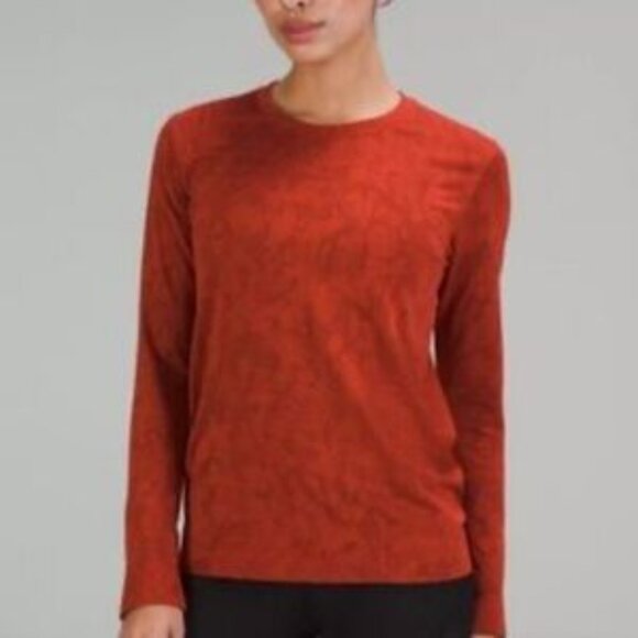 Lululemon Swiftly Relaxed Long Sleeve Shirt Mosaic Cayenne/Merlot Size 8 - Picture 1 of 5
